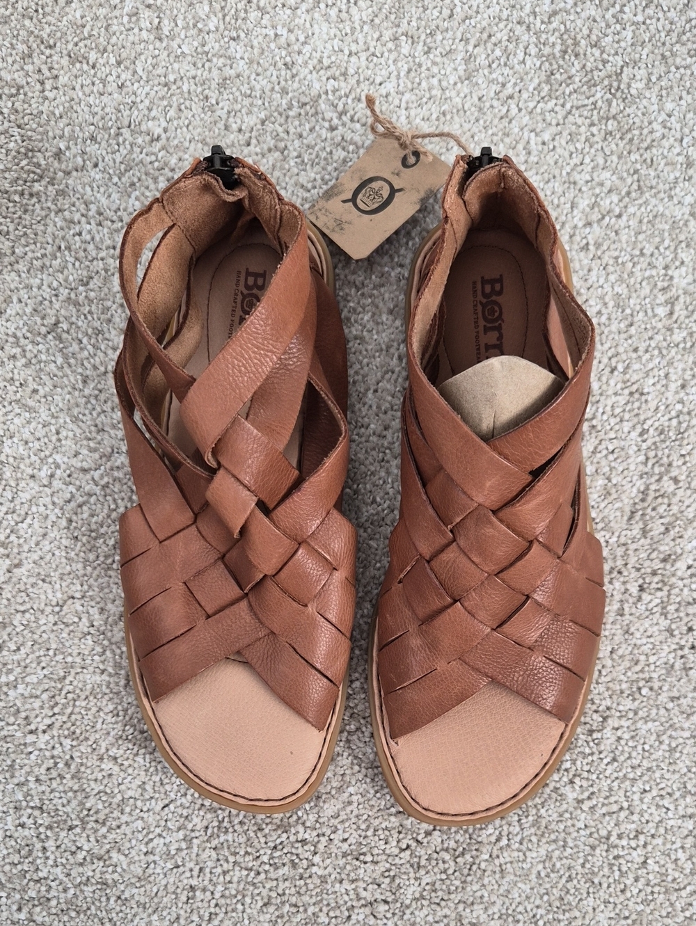 Born Brown Woven Leather Gladiator Sandals Sz7w NWT